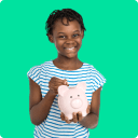 Girl with piggy bank